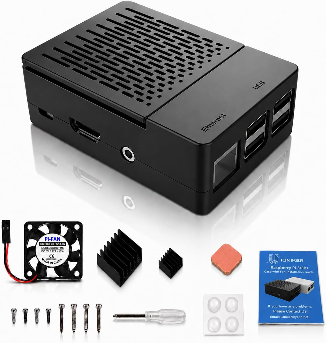 Iuniker ABS Case Compatible with Raspberry Pi 3B+ / 3B, Raspberry Pi 3 Case with