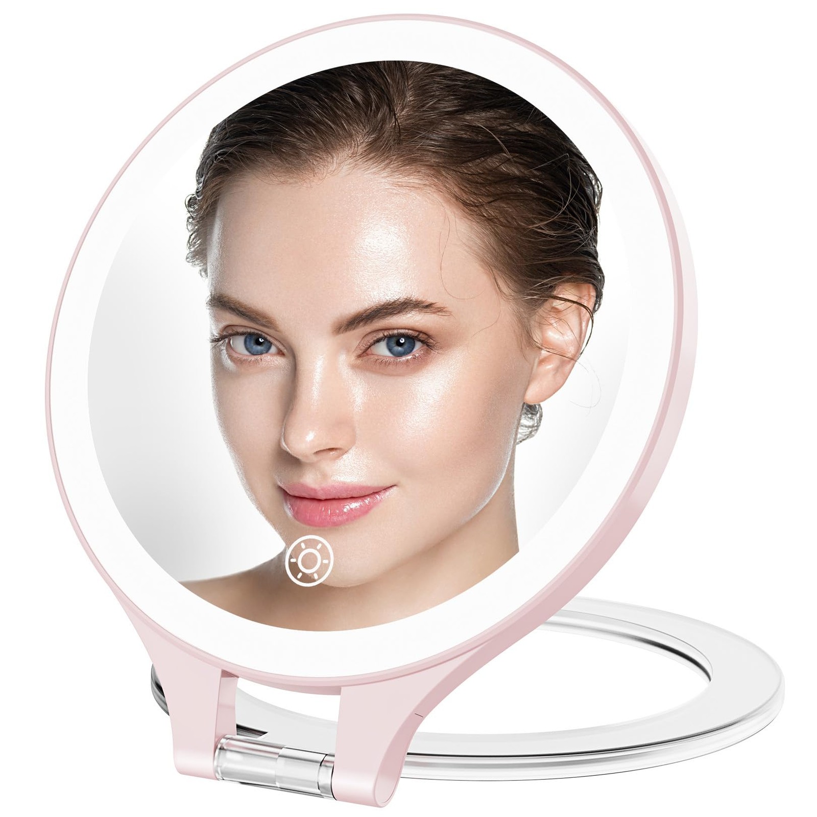 Magnifying Mirror with Light 10X/1X, Double Sided travel mirror with light, Rech