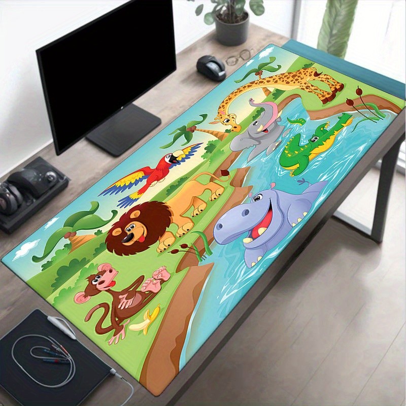 1pc Retro Printed Mouse Pad Jungle Safari Animals Office Desk Mouse Pad Deskto