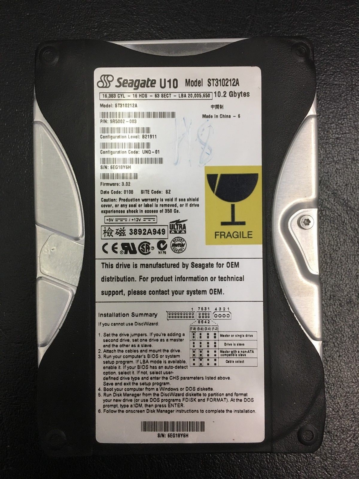 Seagate U10 10.2GB 5400RPM 3.5" (ST310212A) HDD