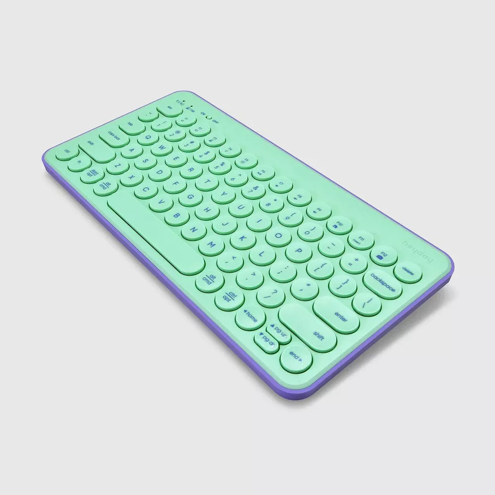Heyday Wireless Keyboard Bluetooth Green/Purple Compact Open Box