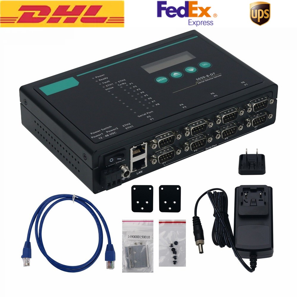 MOXA NPort 5650-8-DT Wall-mount 8-Port Server Support Guide-rail Installation