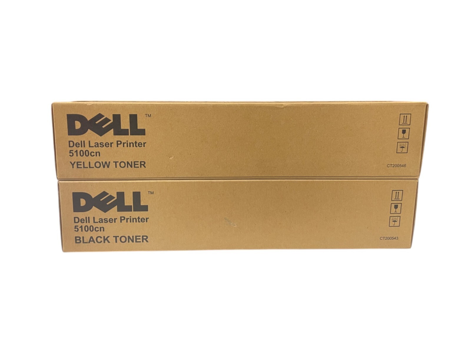 Lot 2x DELL 5100CN Laser Print Cartridge BLACK & YELLOW Toner, GG577, HG308 NEW
