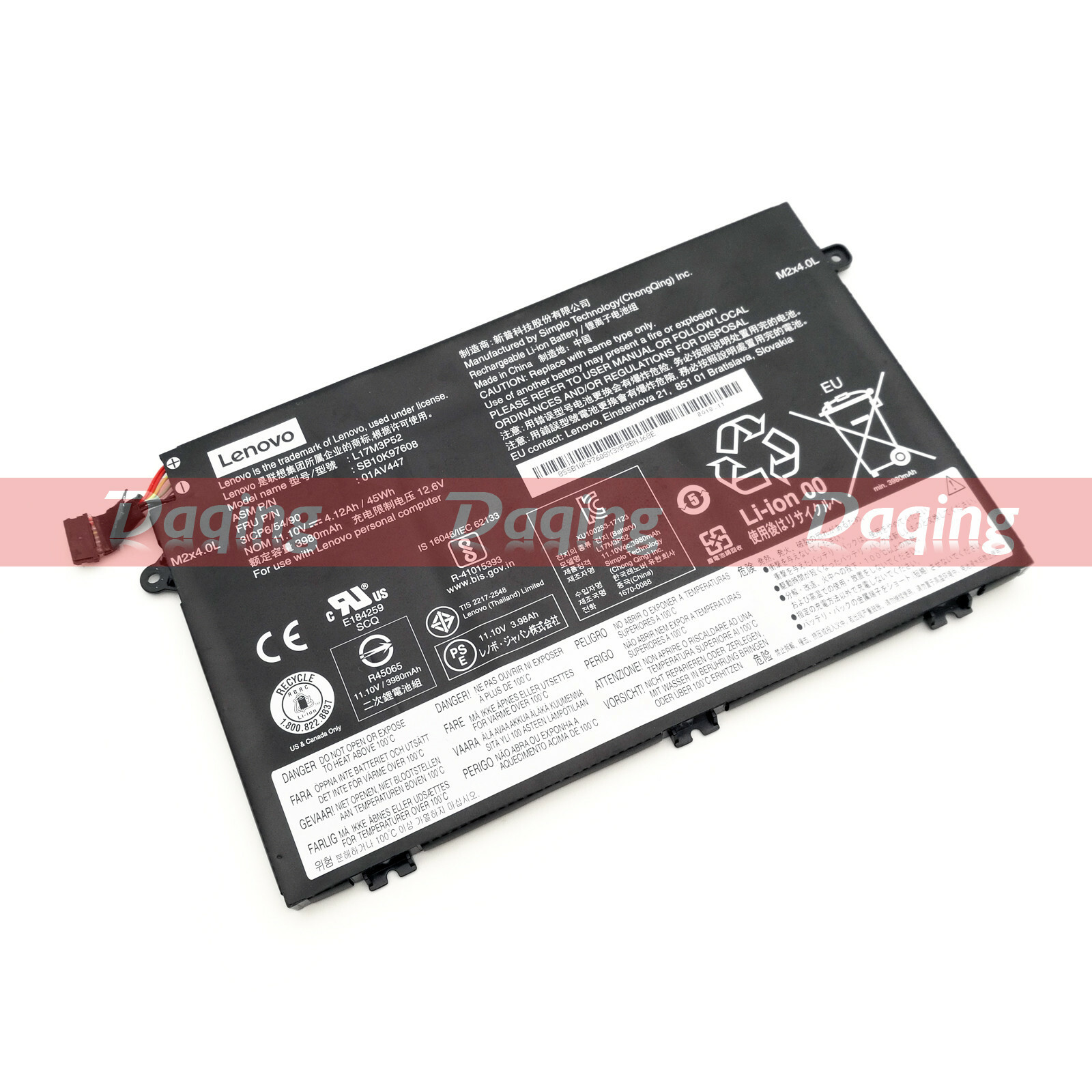 New Original L17M3P52 L17L3P51 01AV447 OEM Battery for Lenovo ThinkPad E480 E580