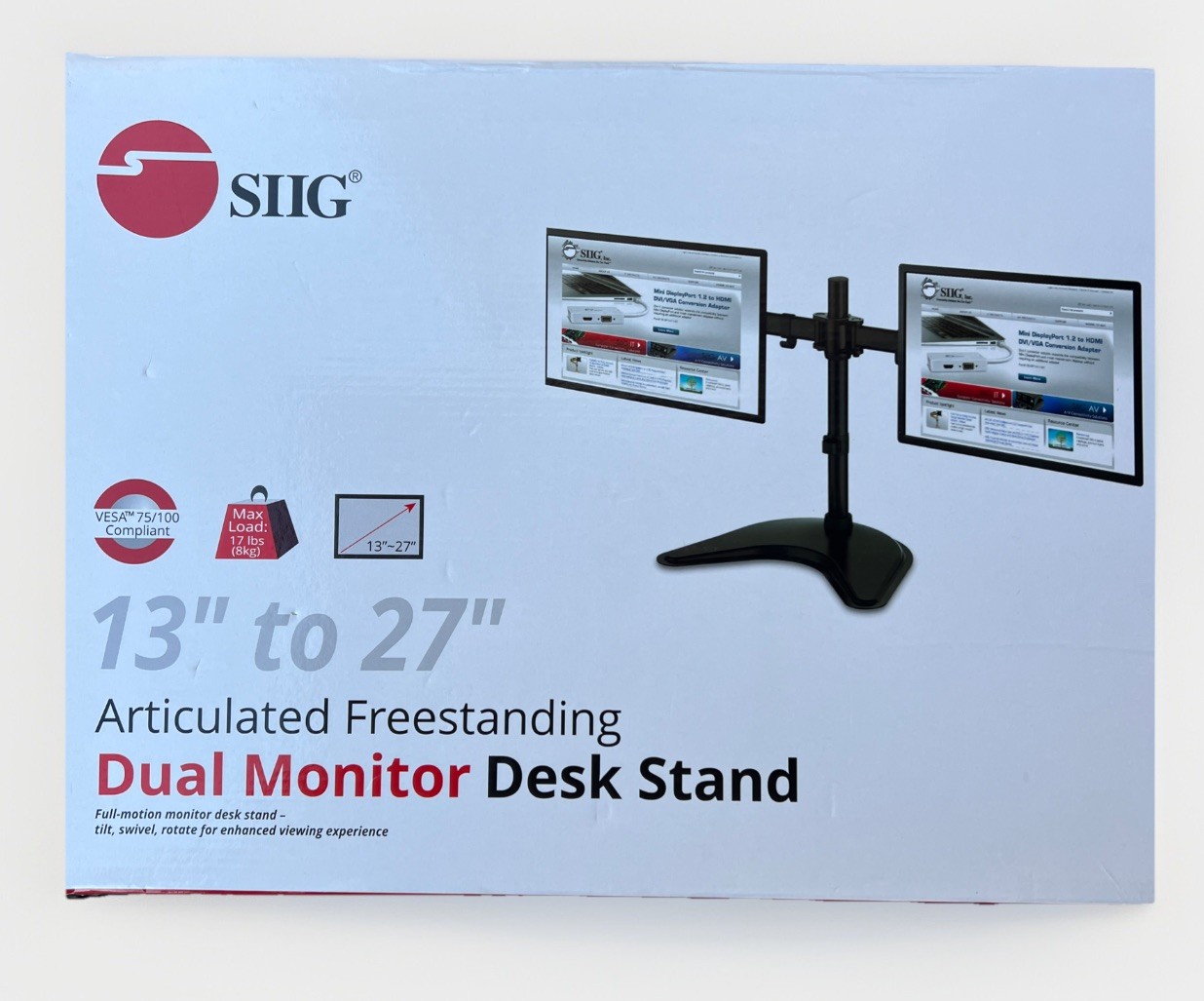 SIIG Articulated Freestanding Dual Monitor Desk Stand 13"- 27”