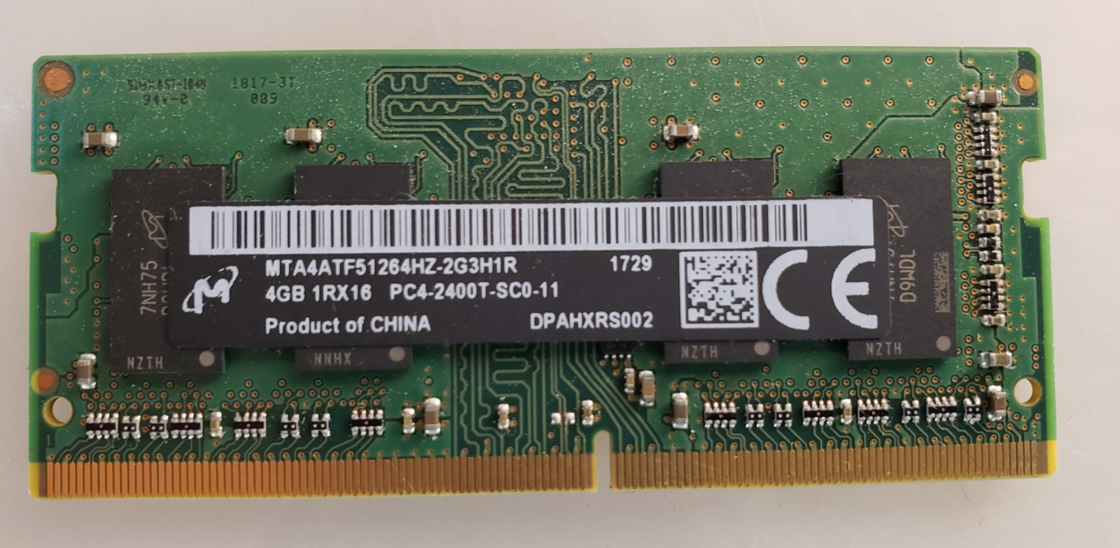 Micron 4GB 1RX16 PC4-2400T-SC0-11 MTA4ATF51264HZ-2G3H1R Memory RAM