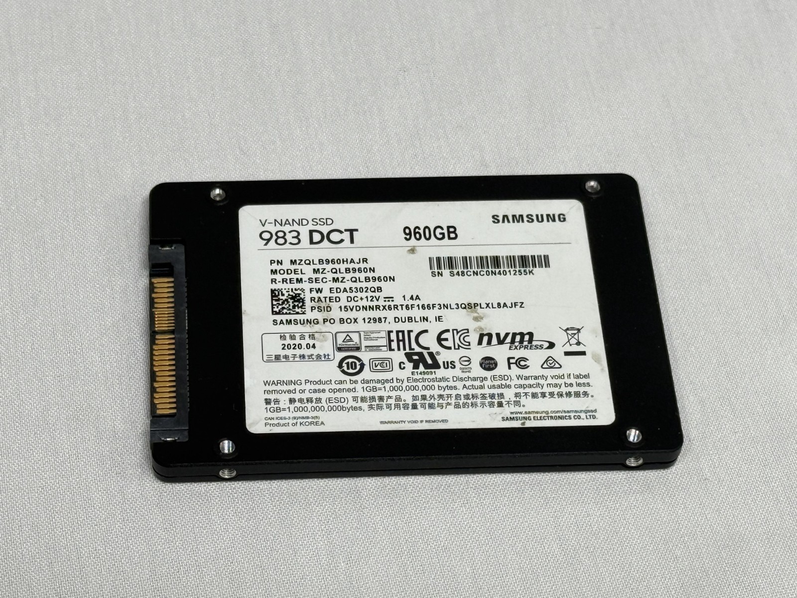 Samsung 983 DCT Series 960GB, 2.5" Internal SSD - Black (MZ-QLB960N)