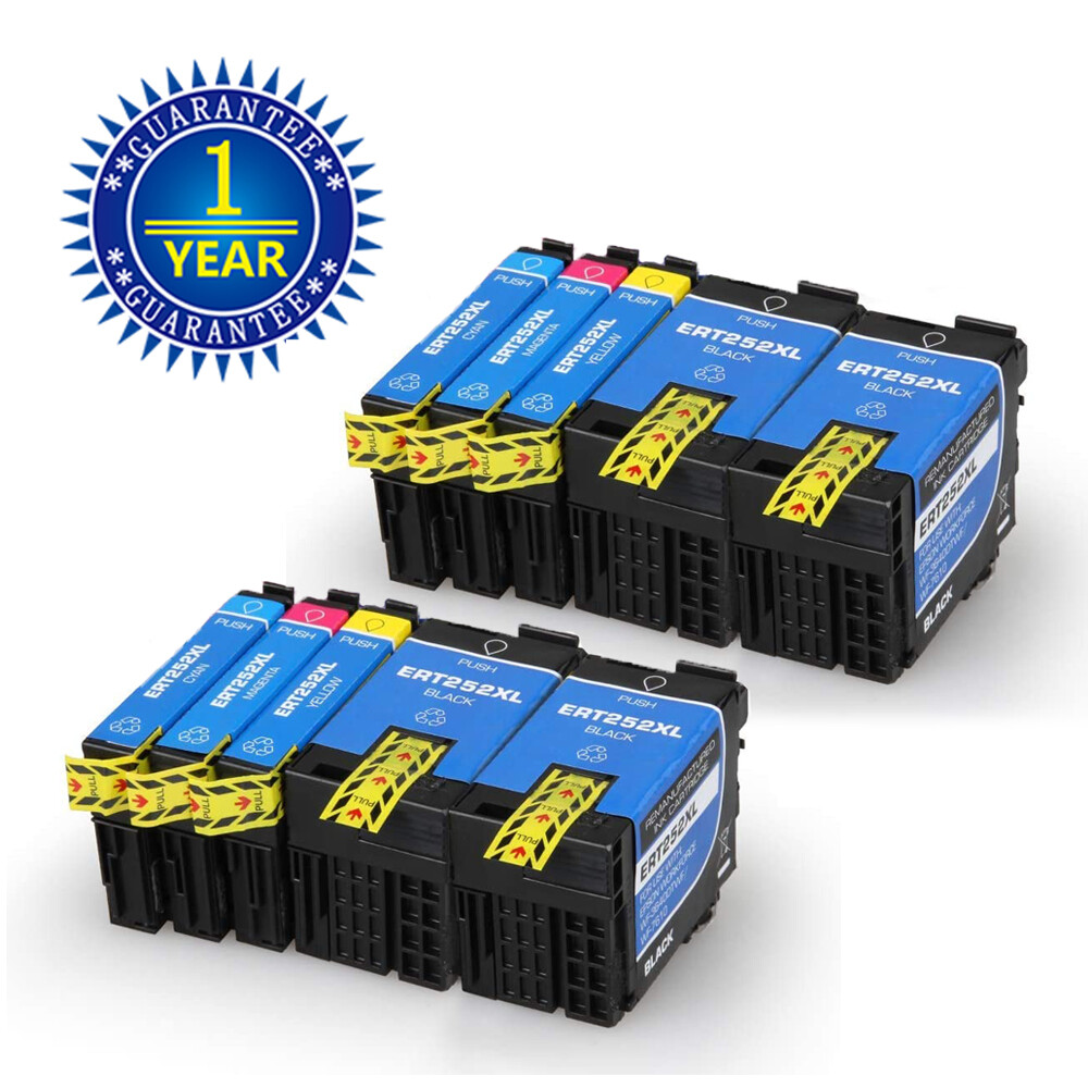 10PK 252XL T252XL Ink Cartridge for Epson WF-3640 WF-3620 WF-7610 WF-7620 7110