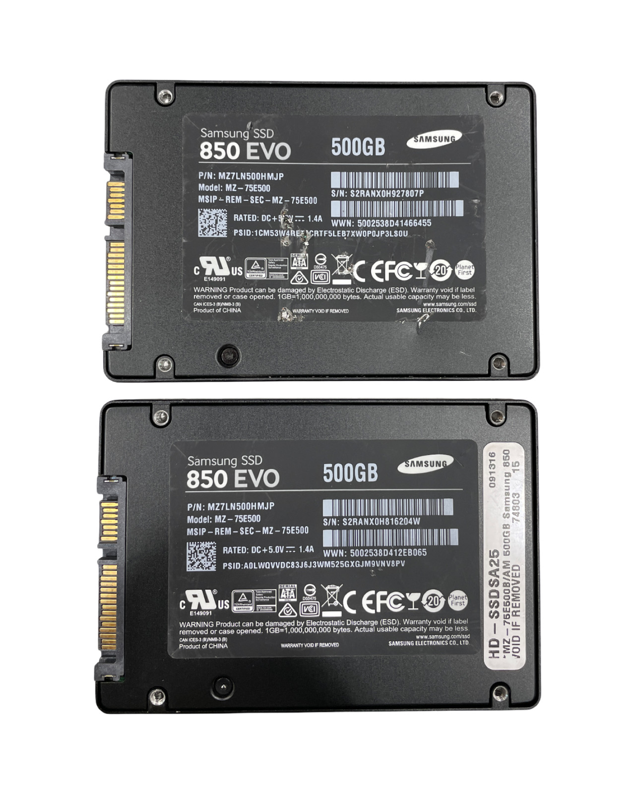 (Lot of 2) Samsung MZ-75E500 500GB 2.5" Solid State Drive #21