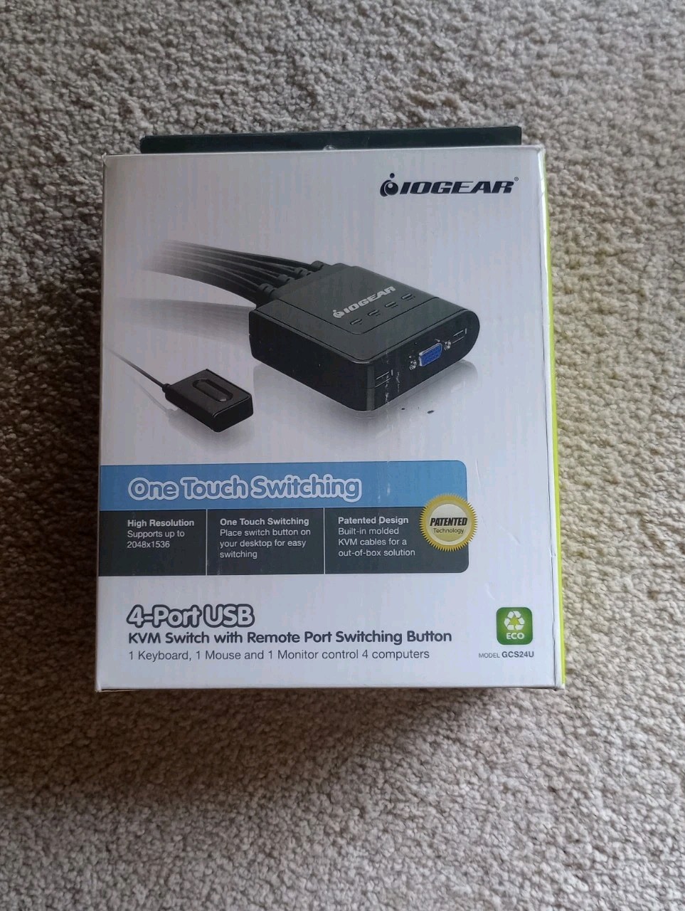 IOGEAR 4-Port USB KVM Switch W/ Remote Port Switching Button - GCS24U - NEW