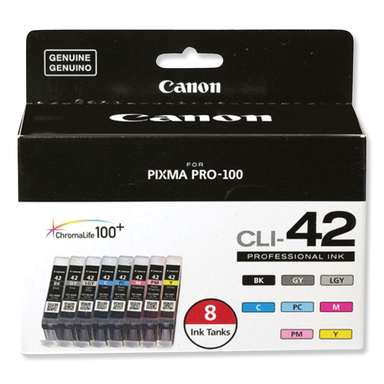 Canon® 6384B007 (CLI-42) ChromaLife100+ Ink, Black; Cyan; Magenta; Yellow; Photo