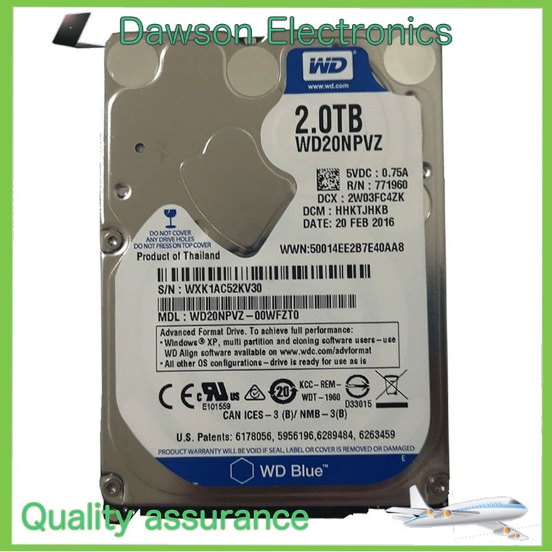 Western Digital 2TB WD20NPVZ 5400RPM 8MB SATA 2.5" Laptop HDD Hard Disk Drive