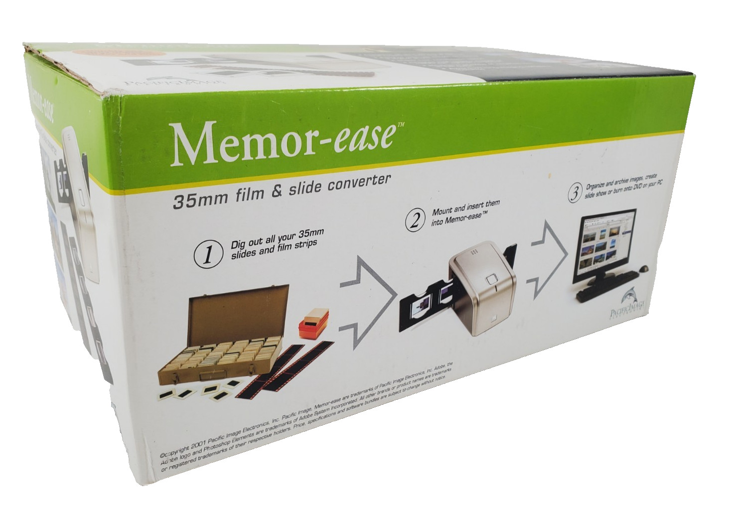 Pacific Image Memor-ease 35mm Film & Slide Converter Scanner  NEW