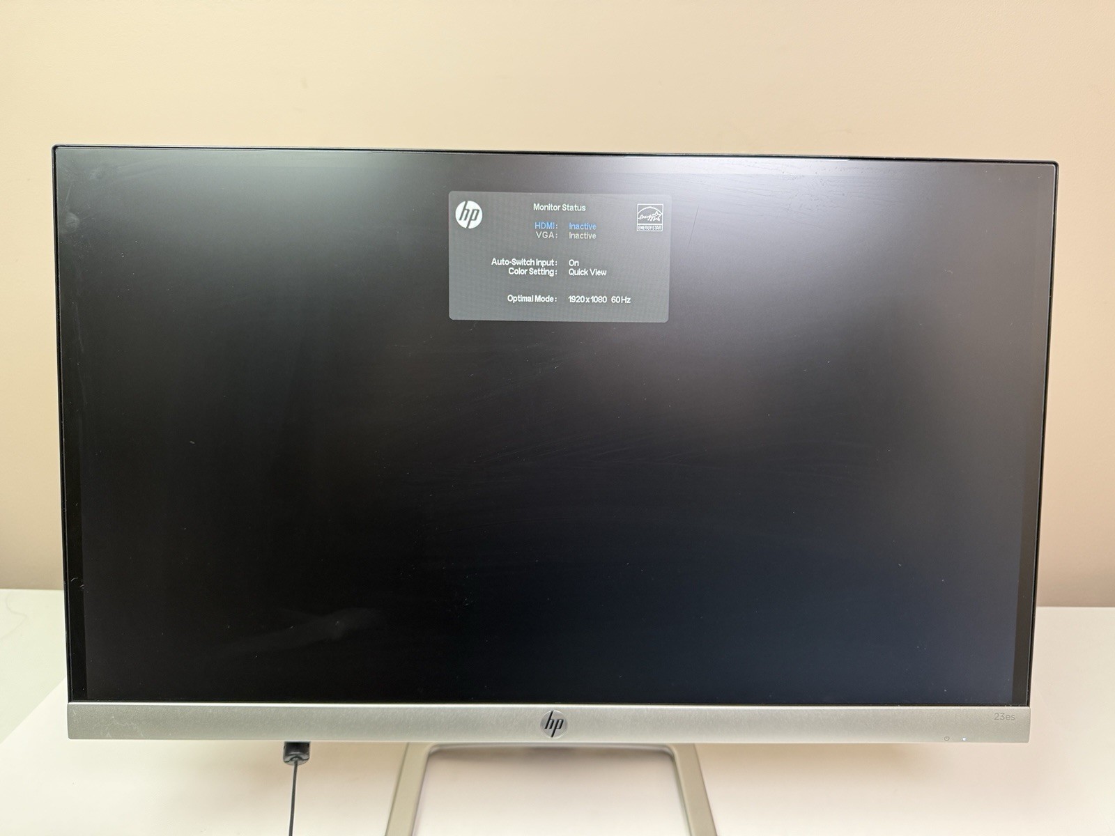 HP 23es Monitor Widescreen 23" IPS LED FHD T3M74AA Tested Works With Pwr Cable
