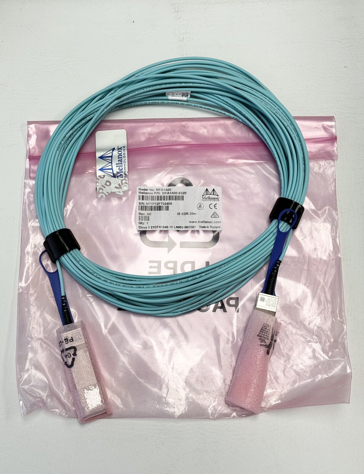 NEW Mellanox MFA1A00-E020 100Gbps InfiniBand QSFP28+Optical Cable 20M