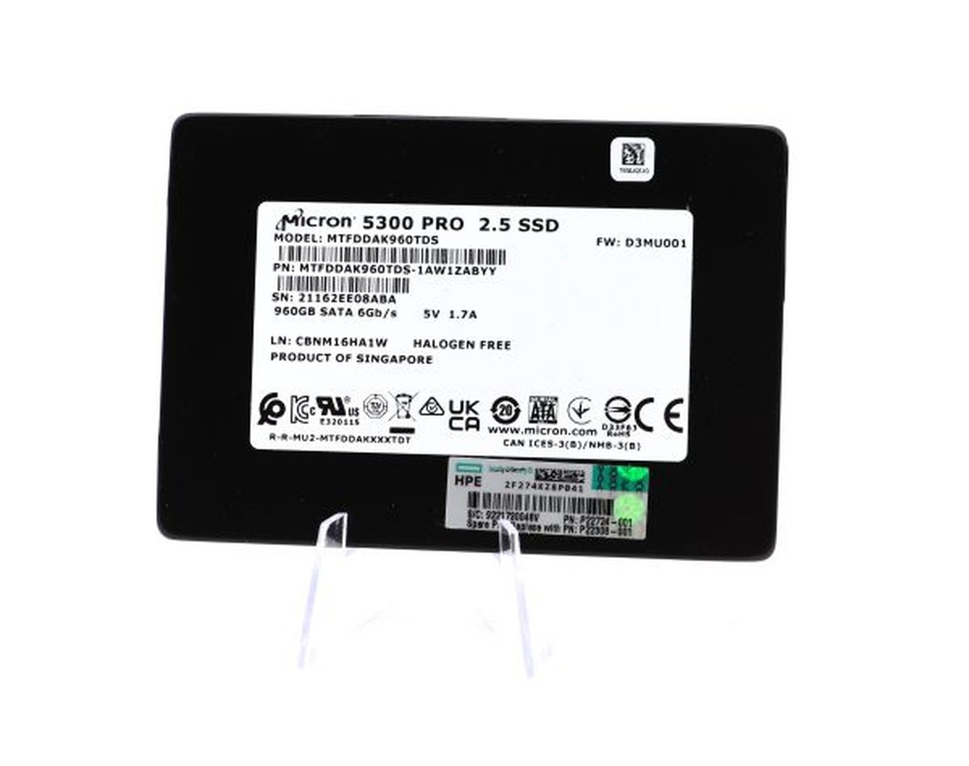 Micron 5300 PRO 960GB Enterprise Server SSD 2.5" SATA - 100% Health - 3 Hours