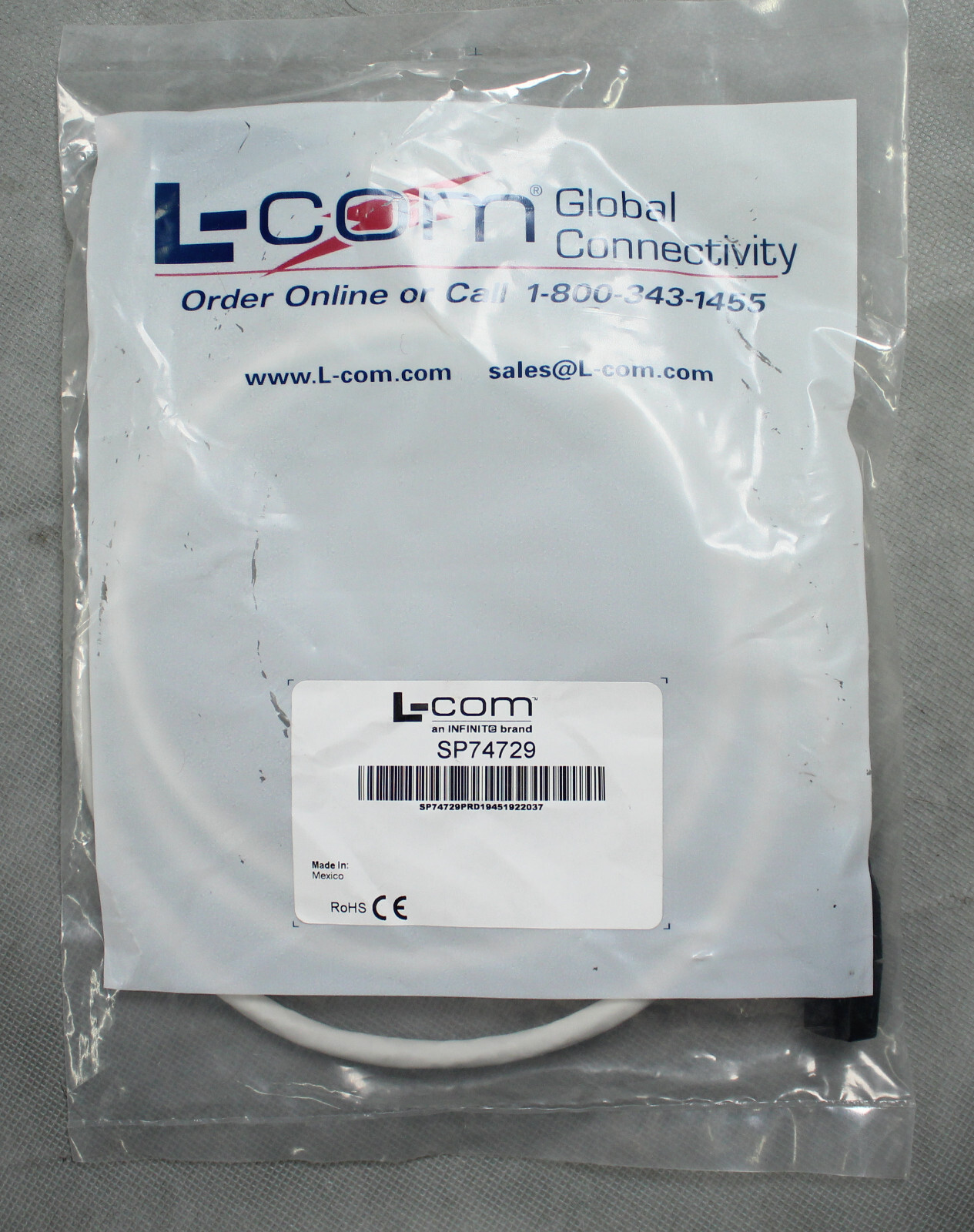 L-Com 4 Pair Shielded Category 6 Low Smoke Zero Halogen Patch Cord SP74729 1.5m