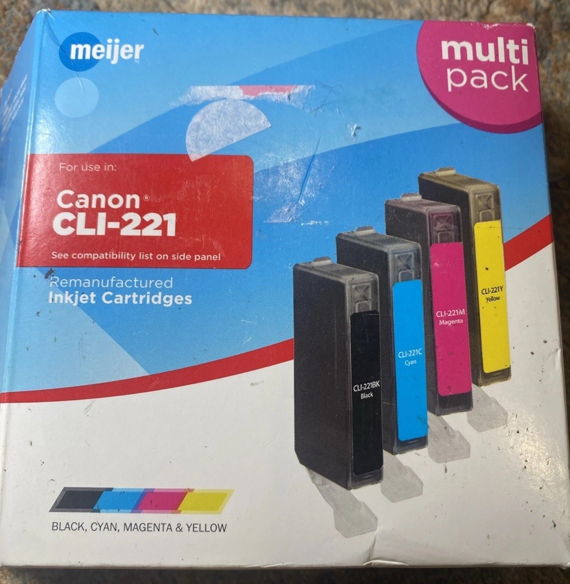 New Sealed Generic Canon CLI-221 Inkjet Cartridges Black Cyan