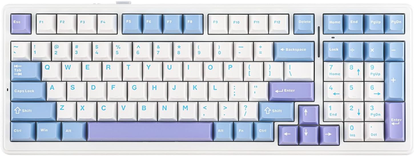 EPOMAKER x Aula F99 Wireless Mechanical Graywood V3 Switch, White Light Blue 