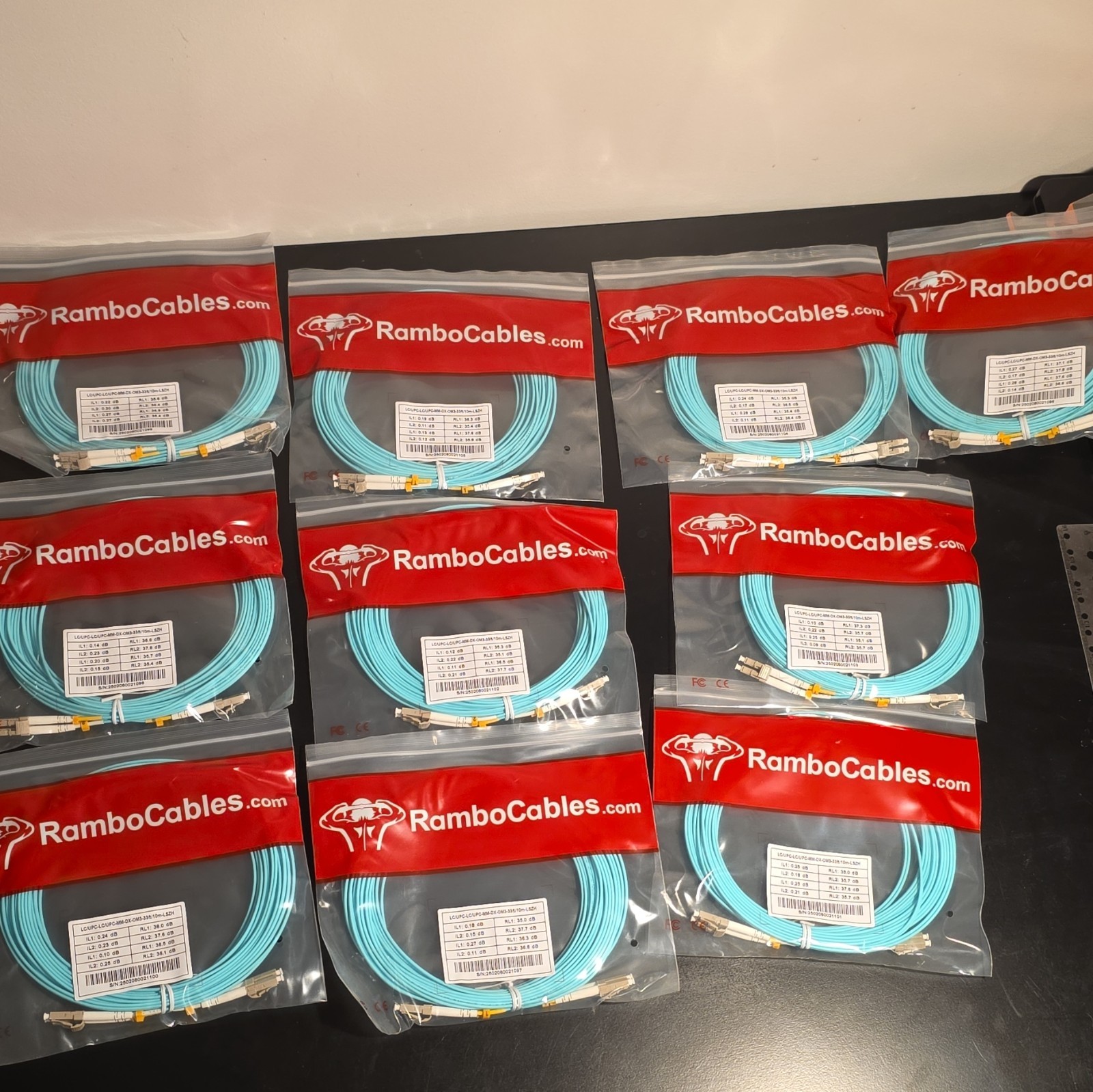 LC-LC UPC Fiber Optic Patch Cable 10M Lot Of 10 Duplex