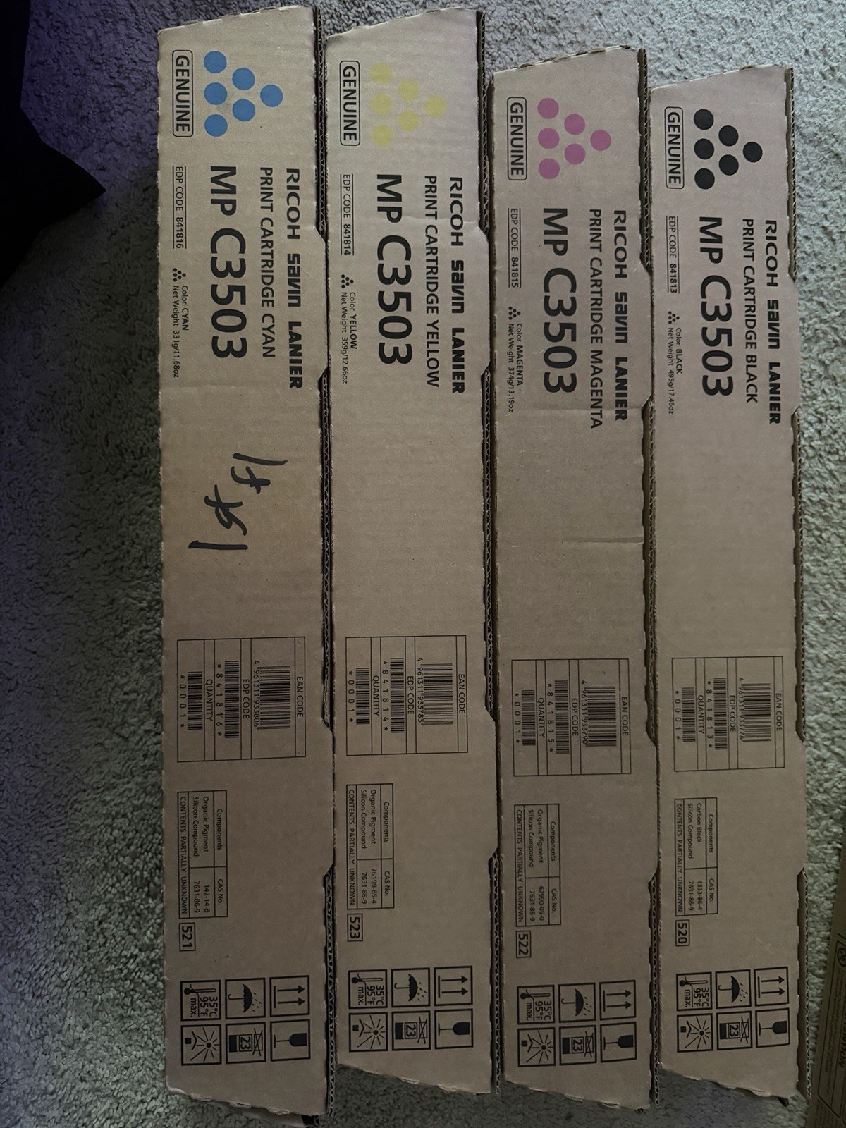 ⁠Genuine OEM Ricoh Savin Lanier MP C3503 Toner Cartridge Set CMYK (4-Pack) New⁠