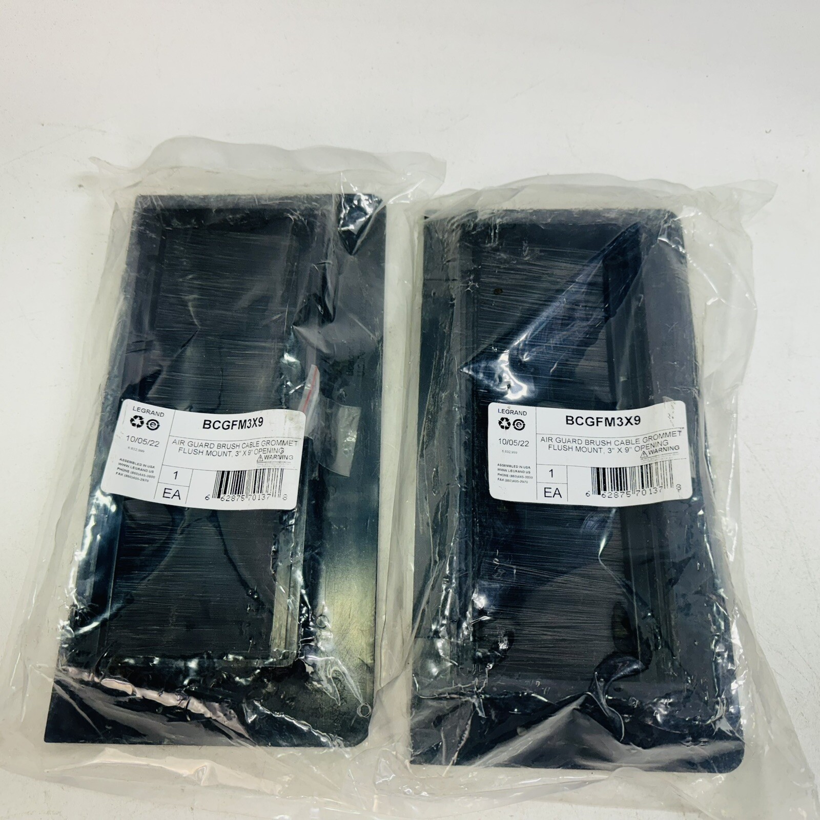 2 Pack - Legrand Ortronics BCGFM3X9 | Air Guard Brush Cable Grommet, ABS Polycar