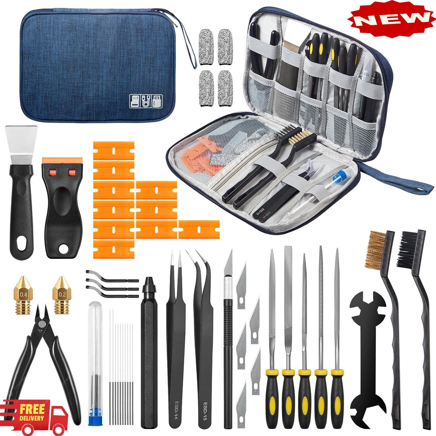 Kit de herramientas para impresoras 3D de 50 piezas, accesorios compatibles con 