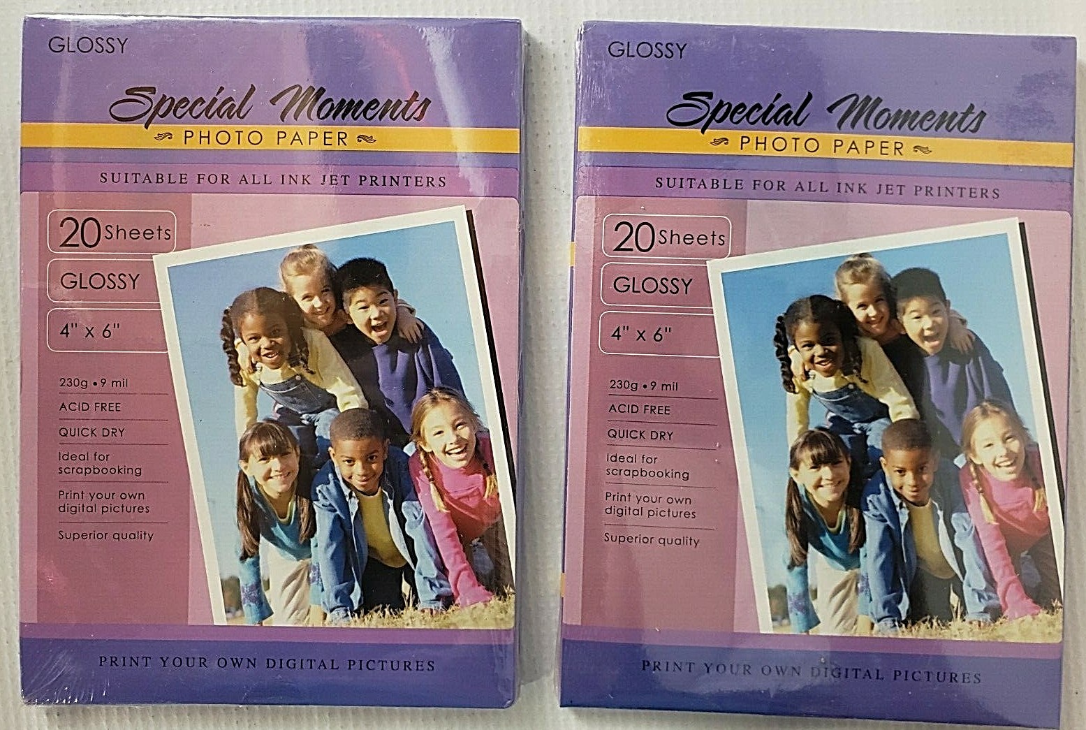 Lot of 2 Glossy Special Moments Photo Paper For Ink Jet Printers 20 Sheets 4 x 6