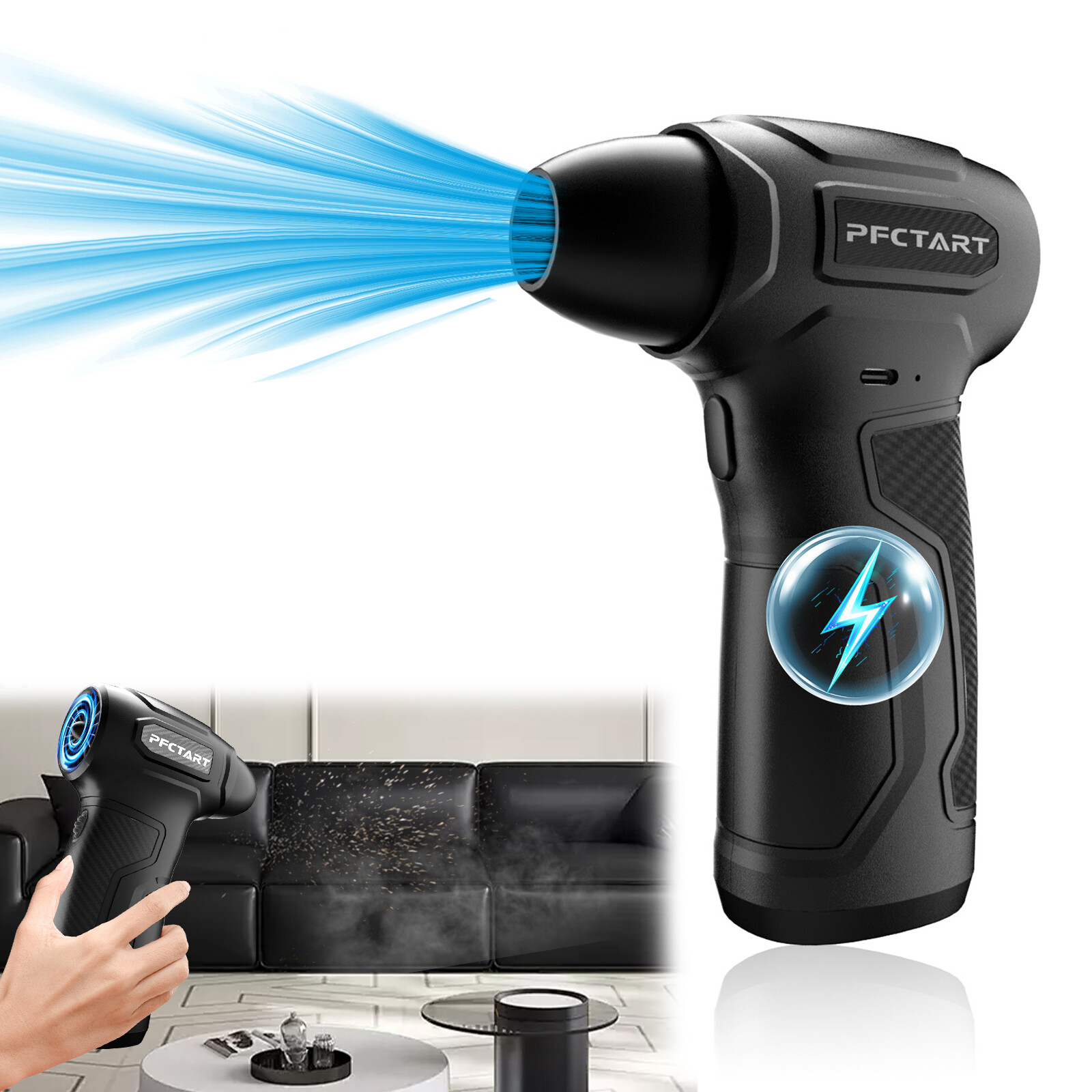 PFCTART 200000RPM Electric Compressed Air Duster Fast Charging 8000MAH Portable