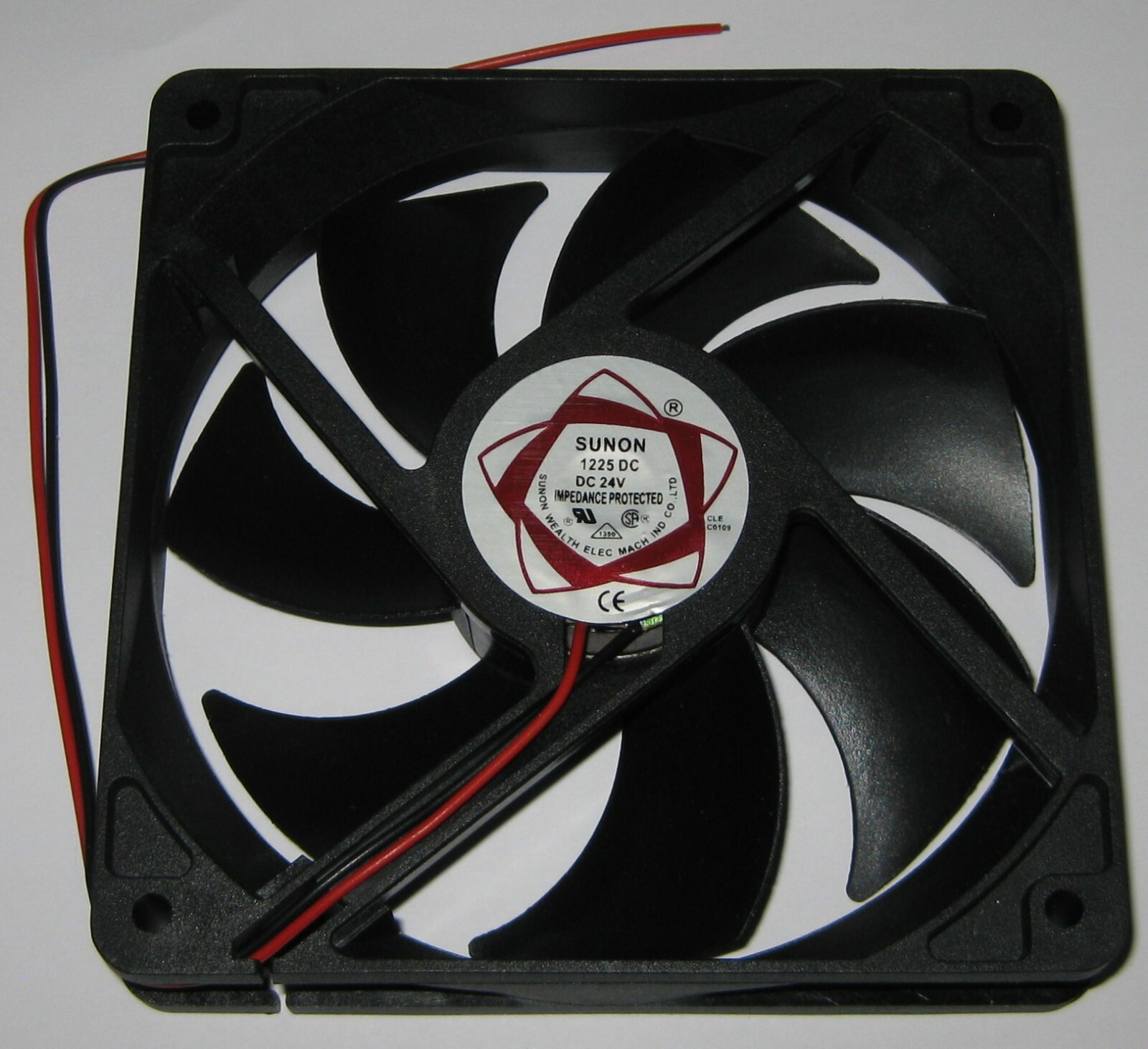 Sunon 120 mm Tube Axial Cooling Fan - 24 V DC - 80 CFM - 9" Wires - 2000 RPM