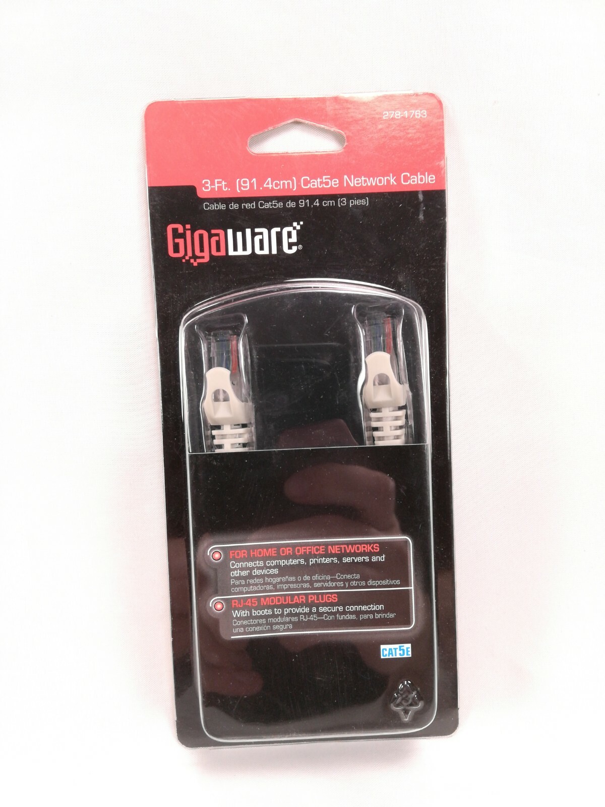 GIGAWARE 3-FT.(91.4cm) CAT5e NETWORK CABLE NEW