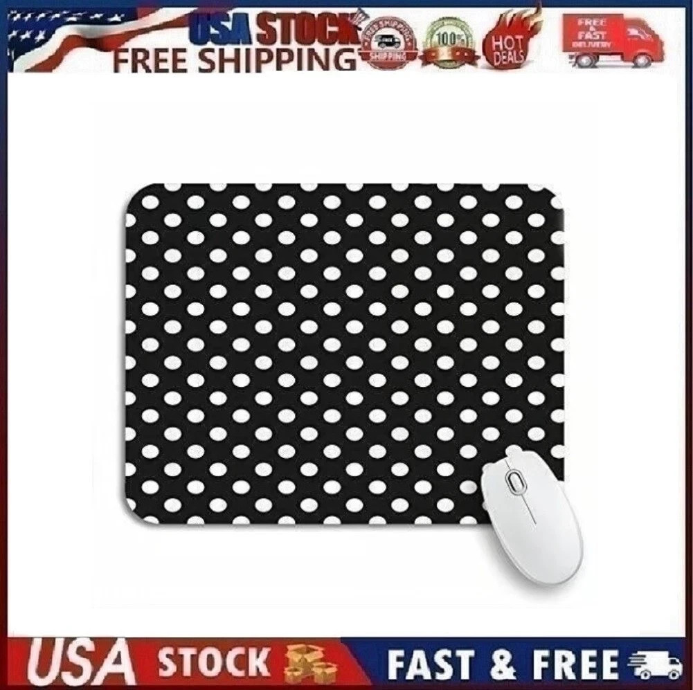 Large Black and White Polka Dot Gaming Mouse Pad 10" x 12