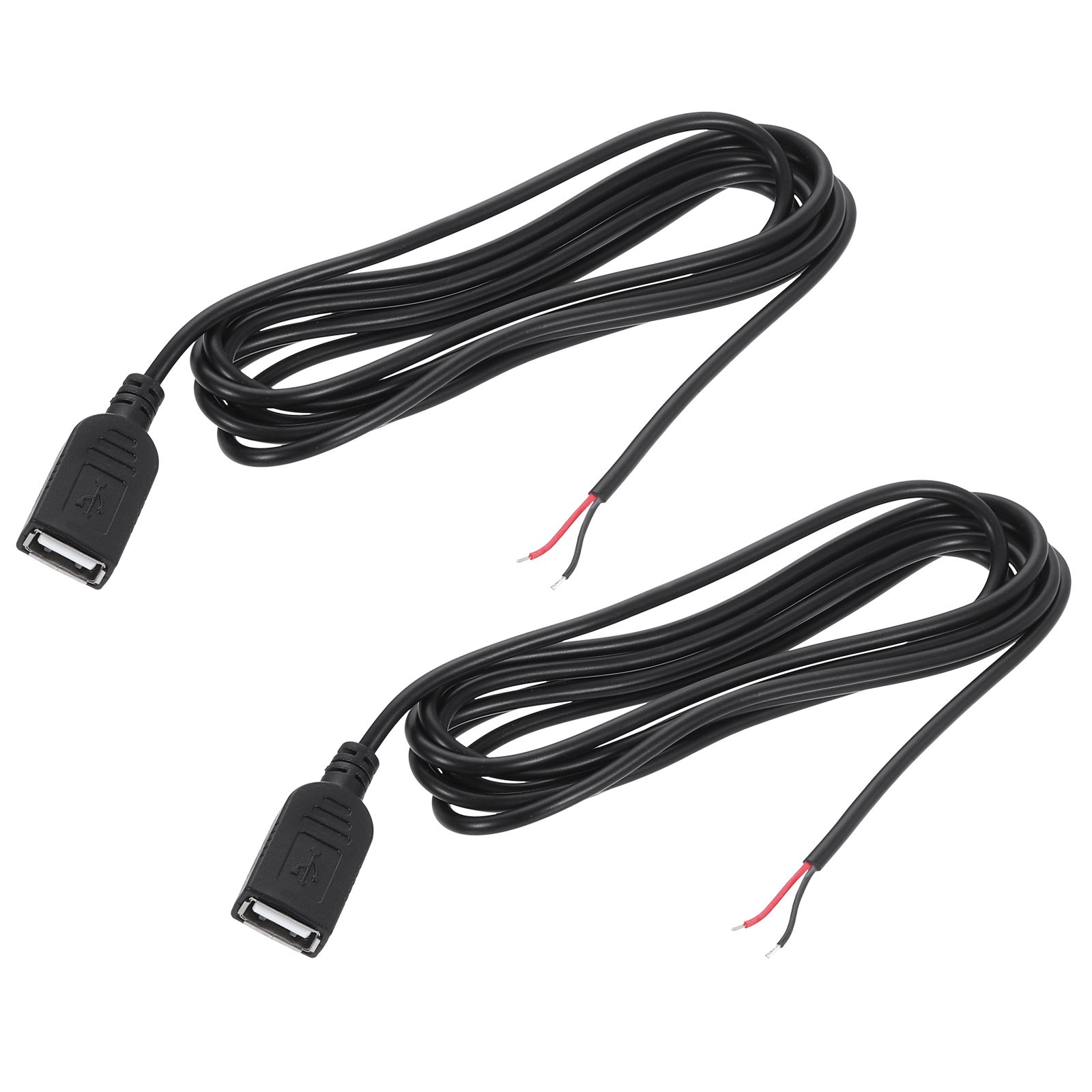 2 x Micro USB Female to 2Pin Bare Wire 24AWG 79" Open End Pigtail Power Cable