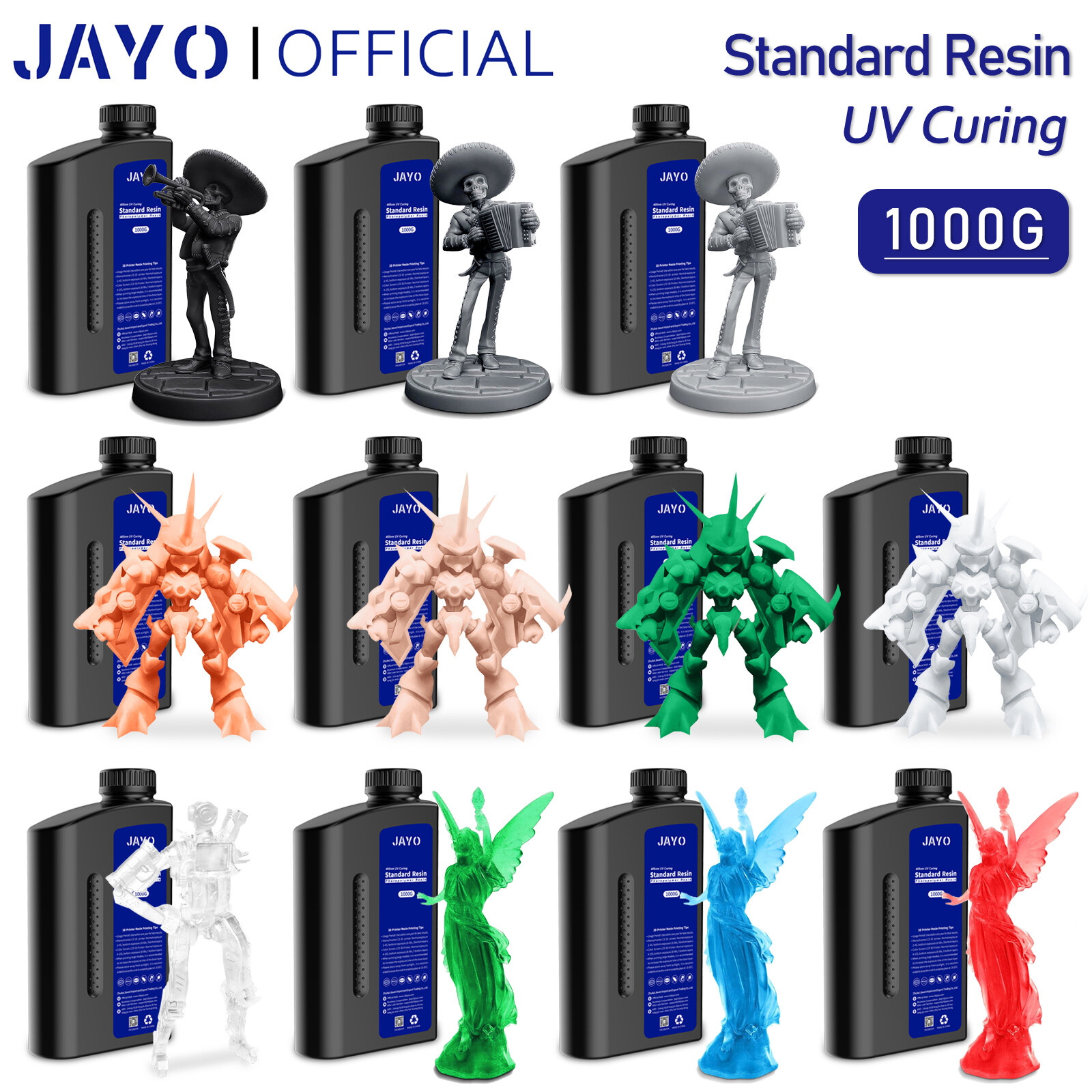 JAYO 1KG 405nm UV Resin 3D Printer ABS-Like/Standard/Water Washable/14K/PA-Like