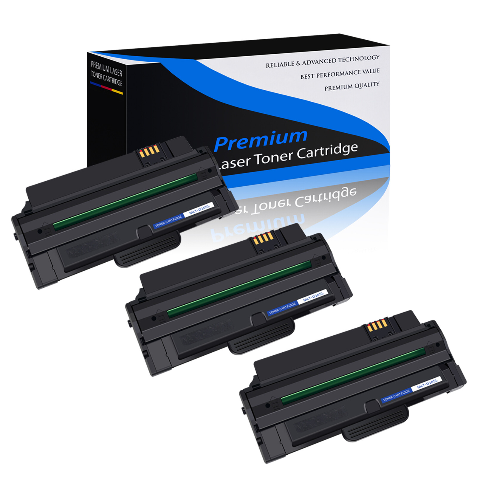 3PK MLT-D105L 105L Black Toner Cartridge for Samsung ML-2525W ML-2580n SCX-4600