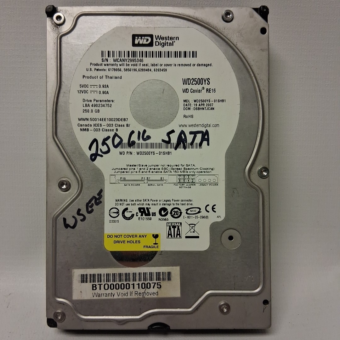 Western Digital WD2500YS-01SHB1 250GB Sata Hard Drive DCM: DSBHNTJCAN...W11S3B8