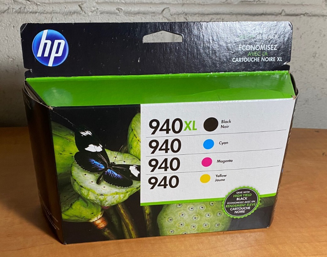 GENUINE HP 940XL 940 Black Cyan Magenta Yellow Ink Set CZ143FN 8000 8500 4 Pack