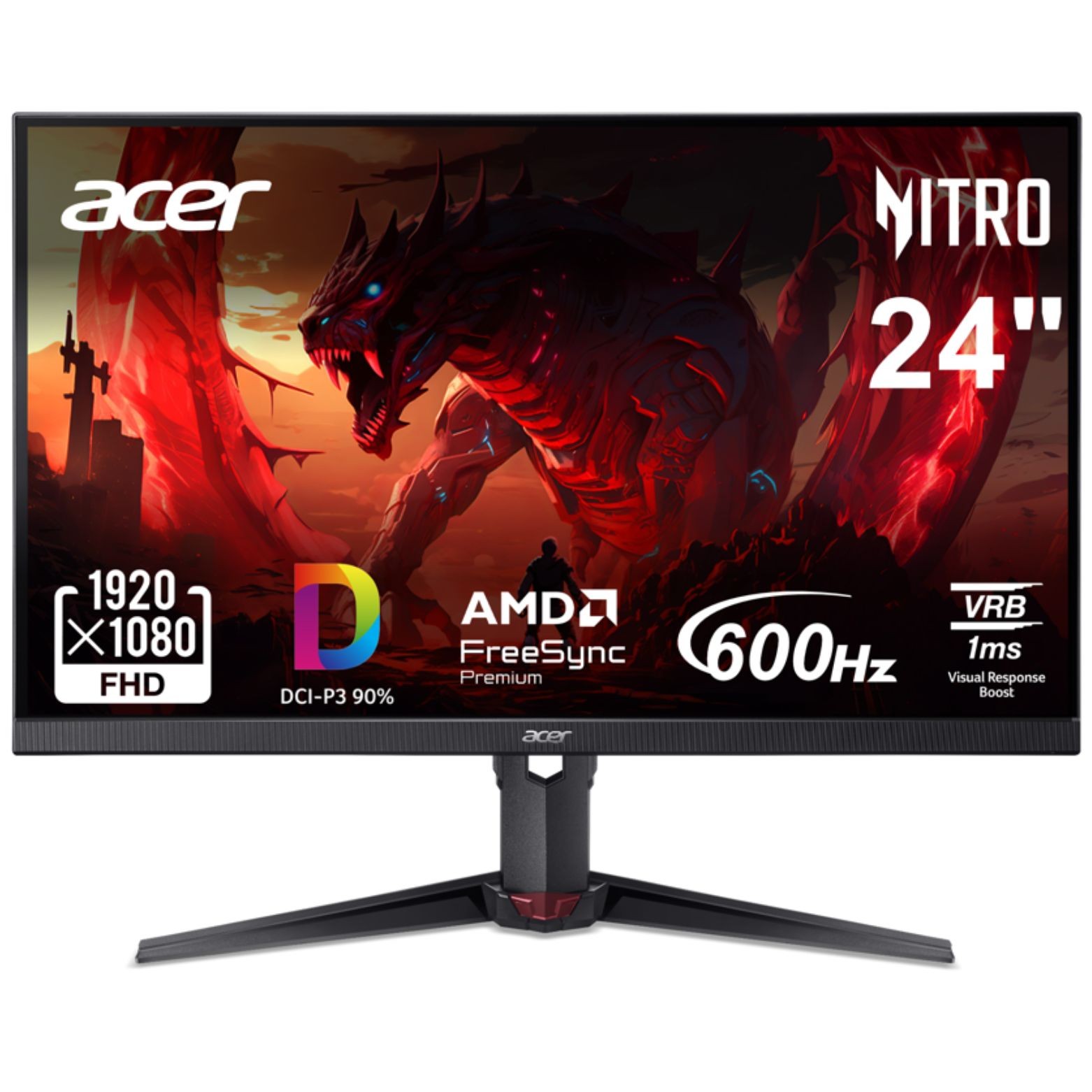 Acer Nitro 24.1" FHD 600hz Gaming Monitor FreeSync Premium Height, Swivel Tillt