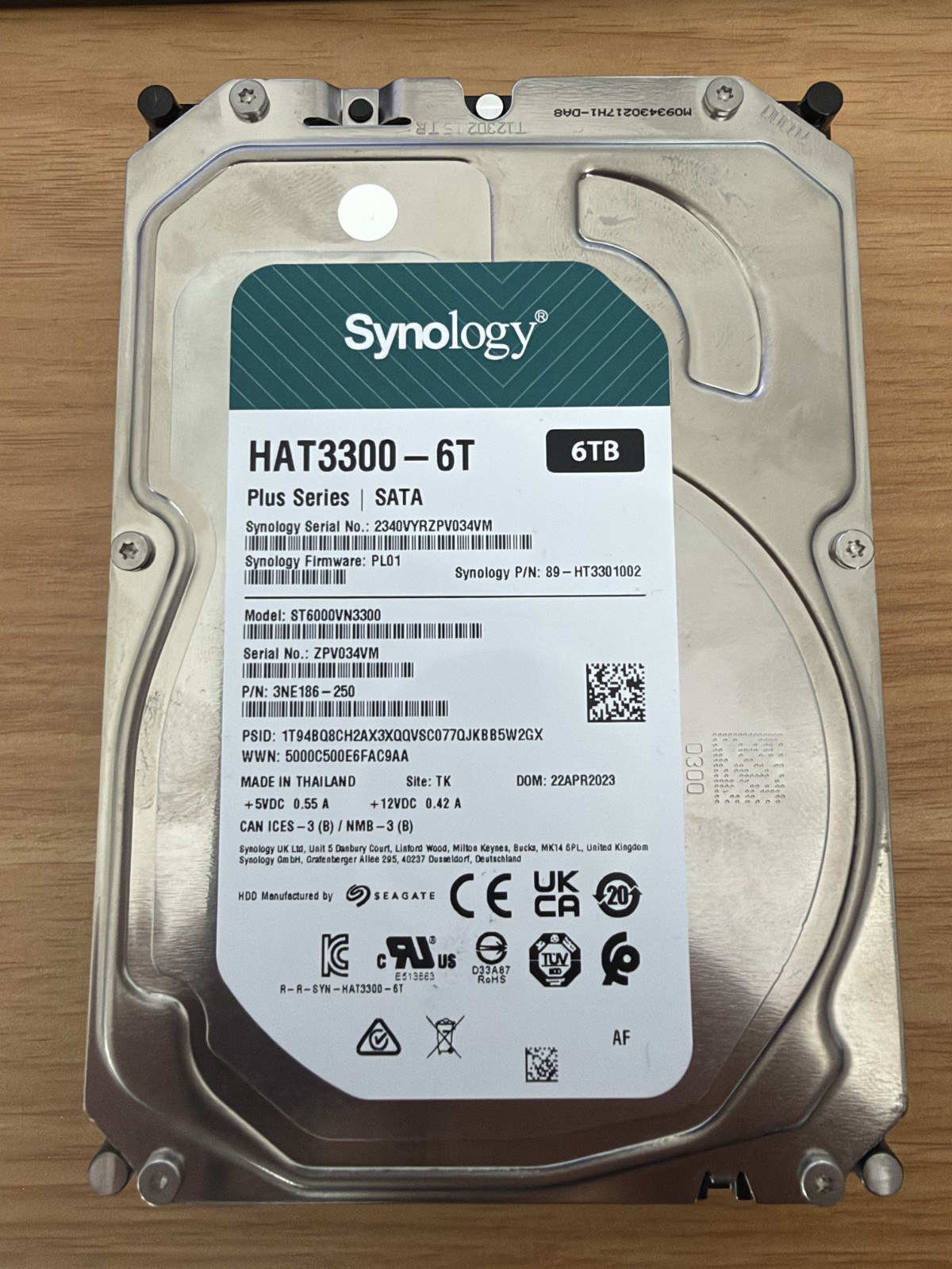 2 x Synology Plus HAT3300-6T 6TB NAS Hard Drive 3.5" SATA * * BARELY USED * *