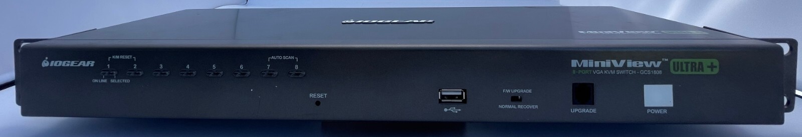 IOGEAR GCS1808 MiniView Ultra+ 8-Port VGA KVM Switch with Rack Ears & AC Adapter