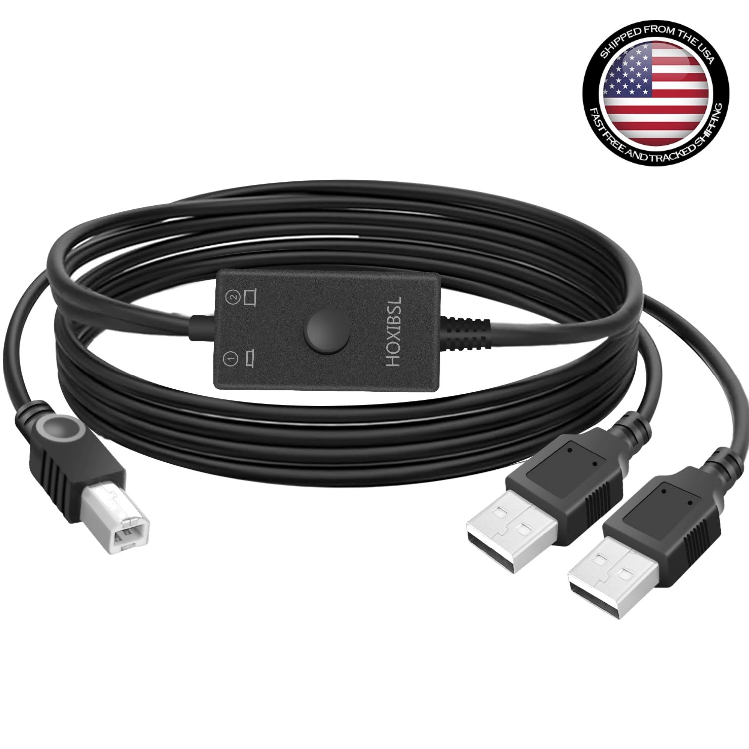 Printer Cable Splitter 1 in 2 Out Printer Splitter for Two Computers Male to