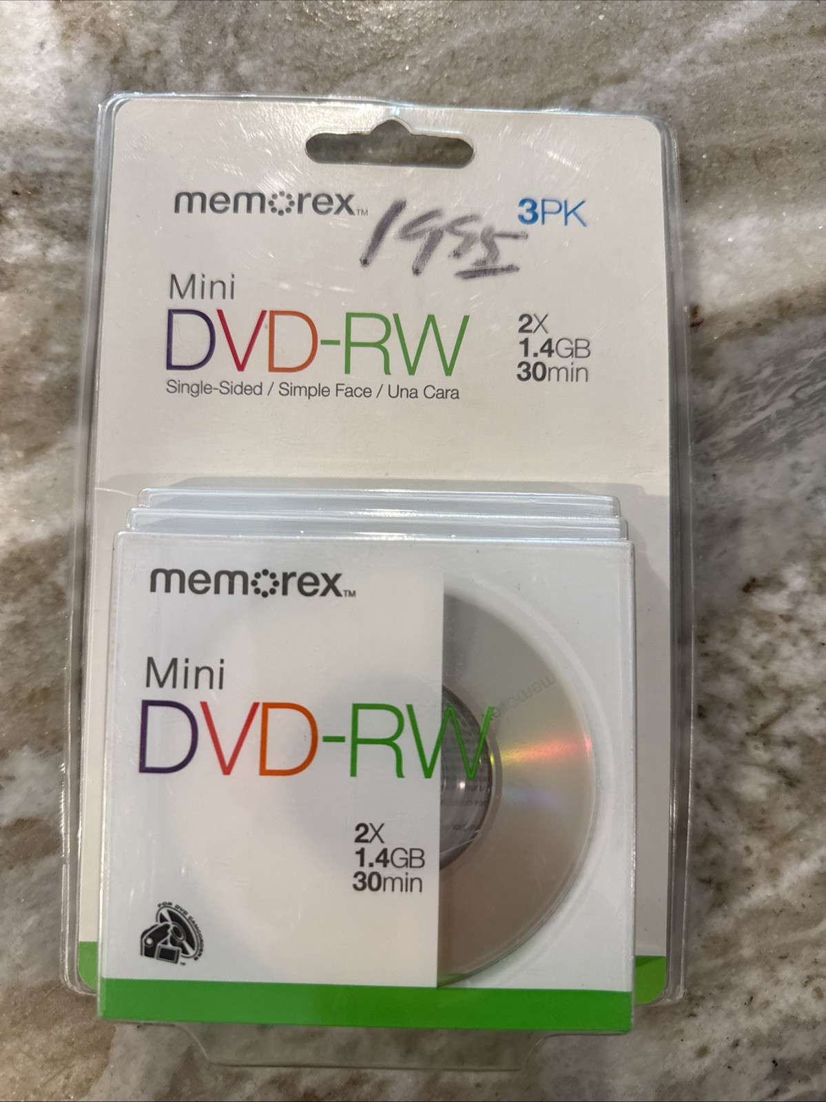 Memorex Mini  DVD-RW Single Sided 2x 1.4 GB 30 Minute Media 3pack-NEW/SEALED