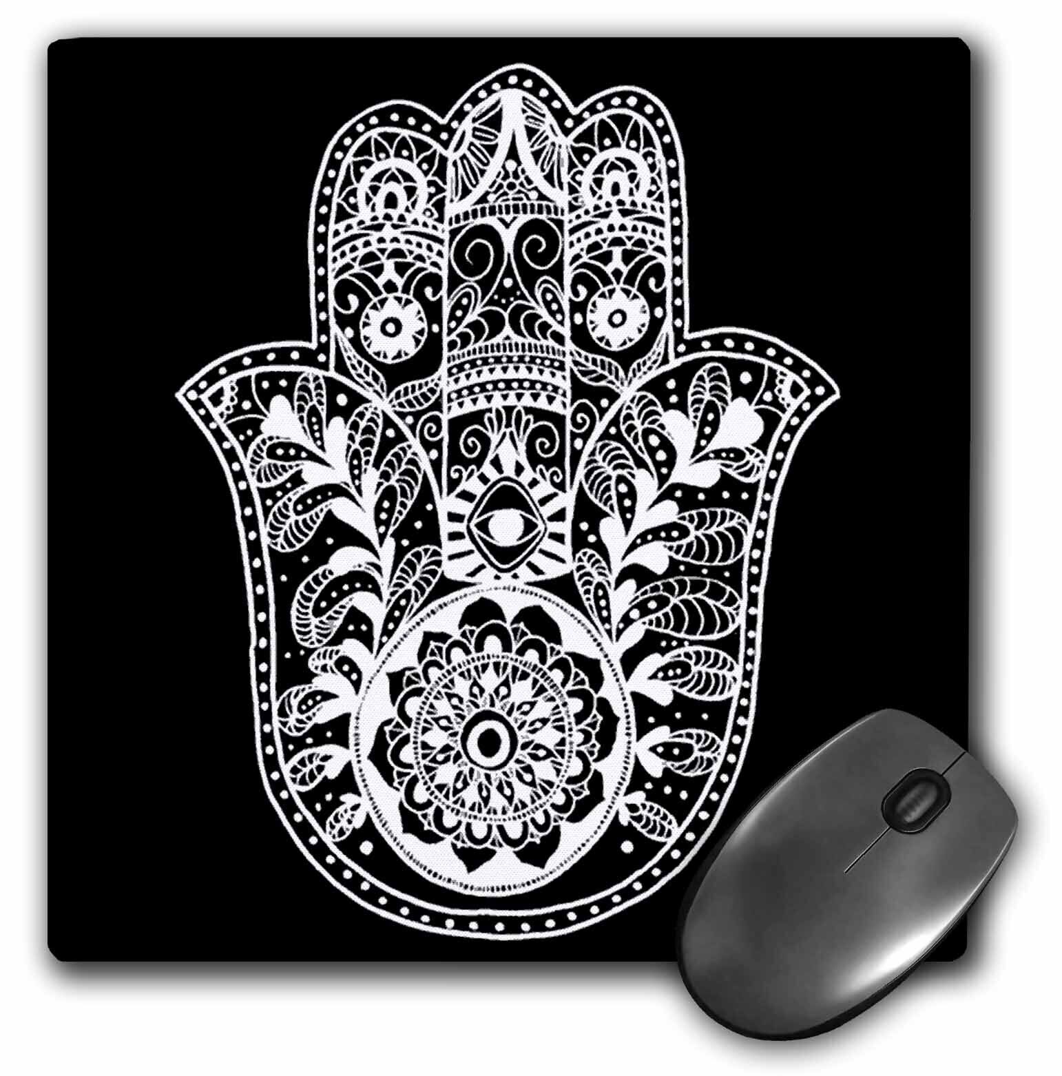 3dRose Black and White Hamsa MousePad