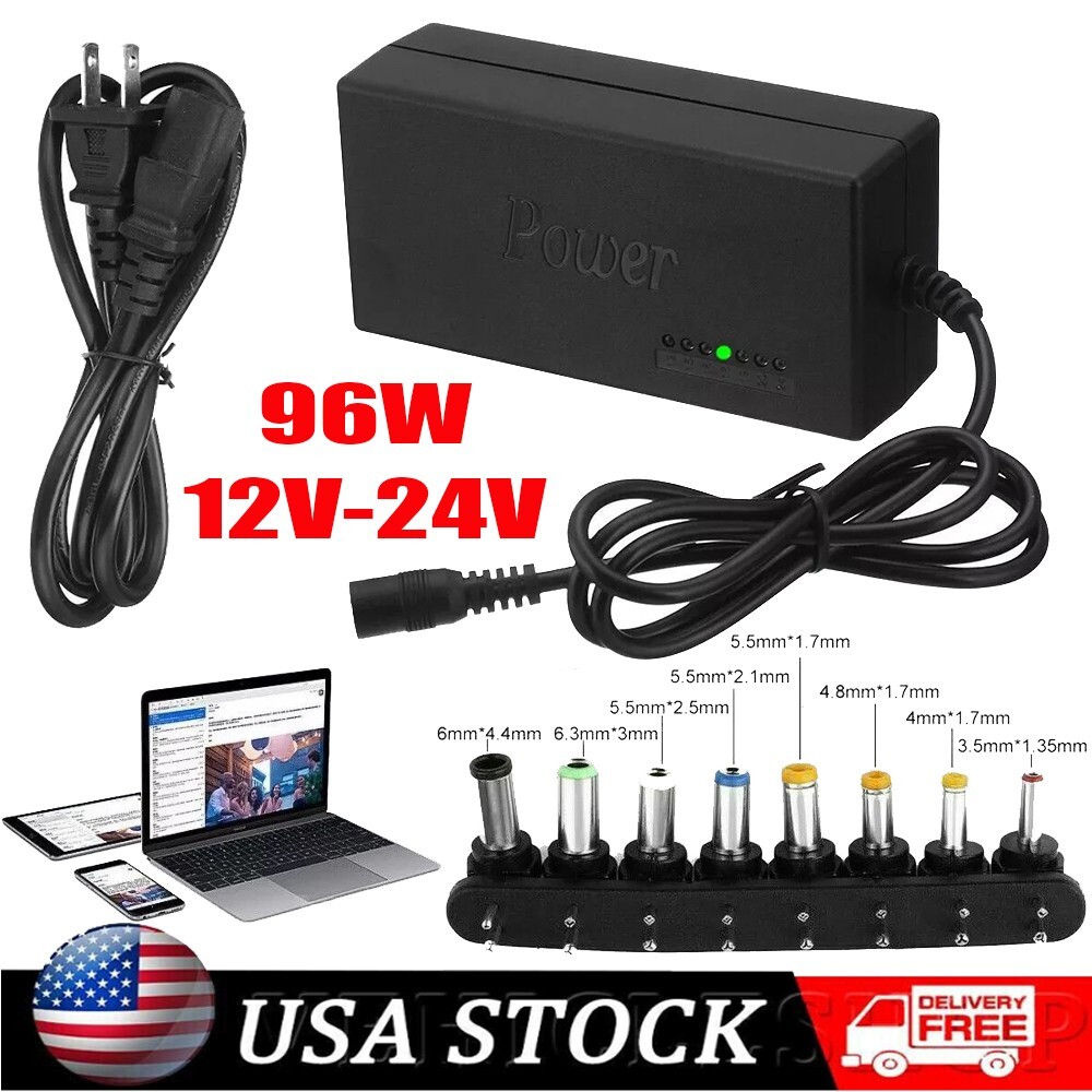 96W Universal Laptop Charger Adapter For Notebook 12-24V Adjustable Power Supply