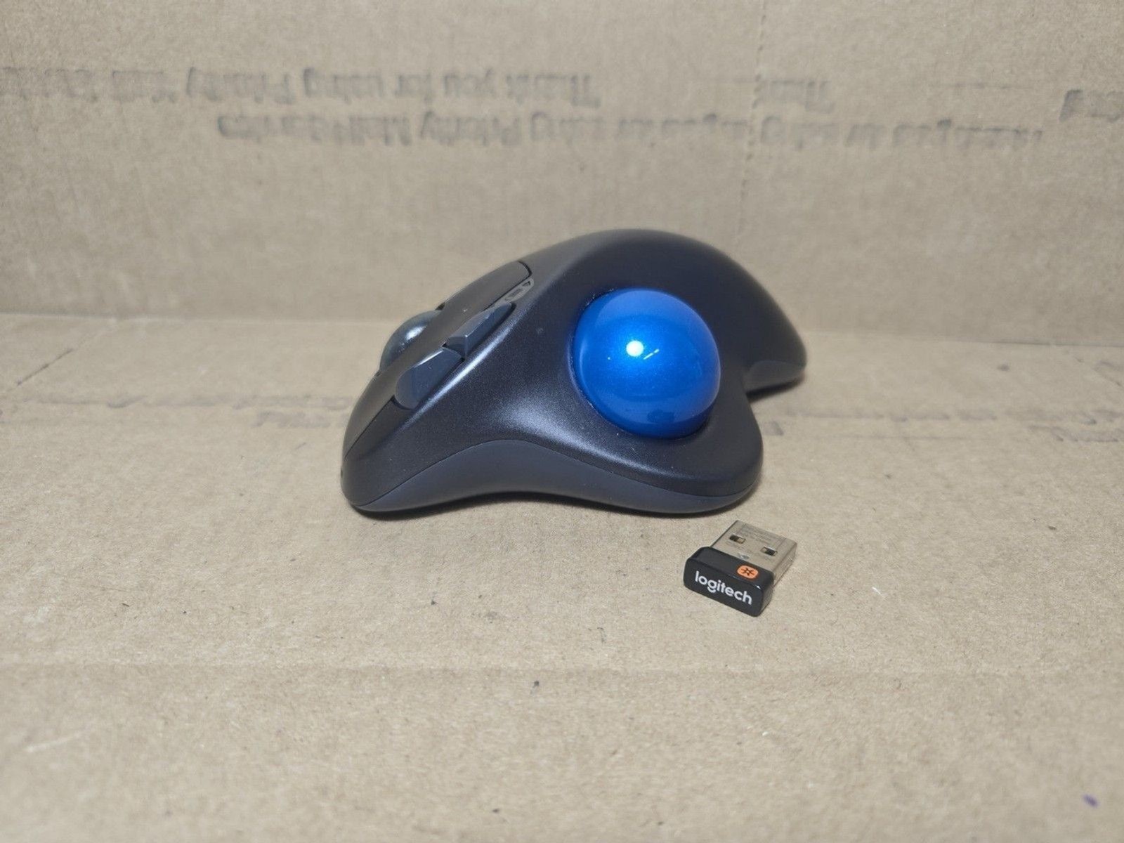 Logitech M570 Wireless Trackball Mouse PC & Mac (Gray/Blue) W/ USB EXCELLENT