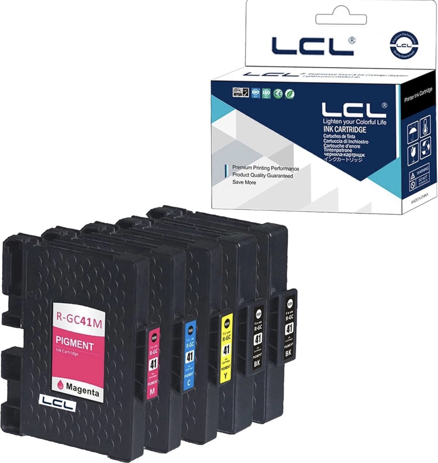 Ink Cartridge Pigment for Ricoh GC-41 GC41 GC41K GC41C GC41M GC41Y 2100 2100N