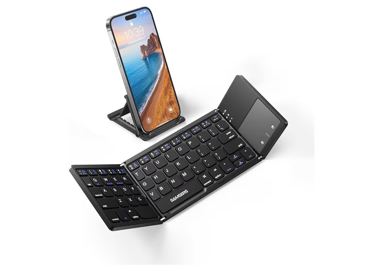Samsers Black Foldable Bluetooth Keyboard W/Touch Panel Portable Wireless