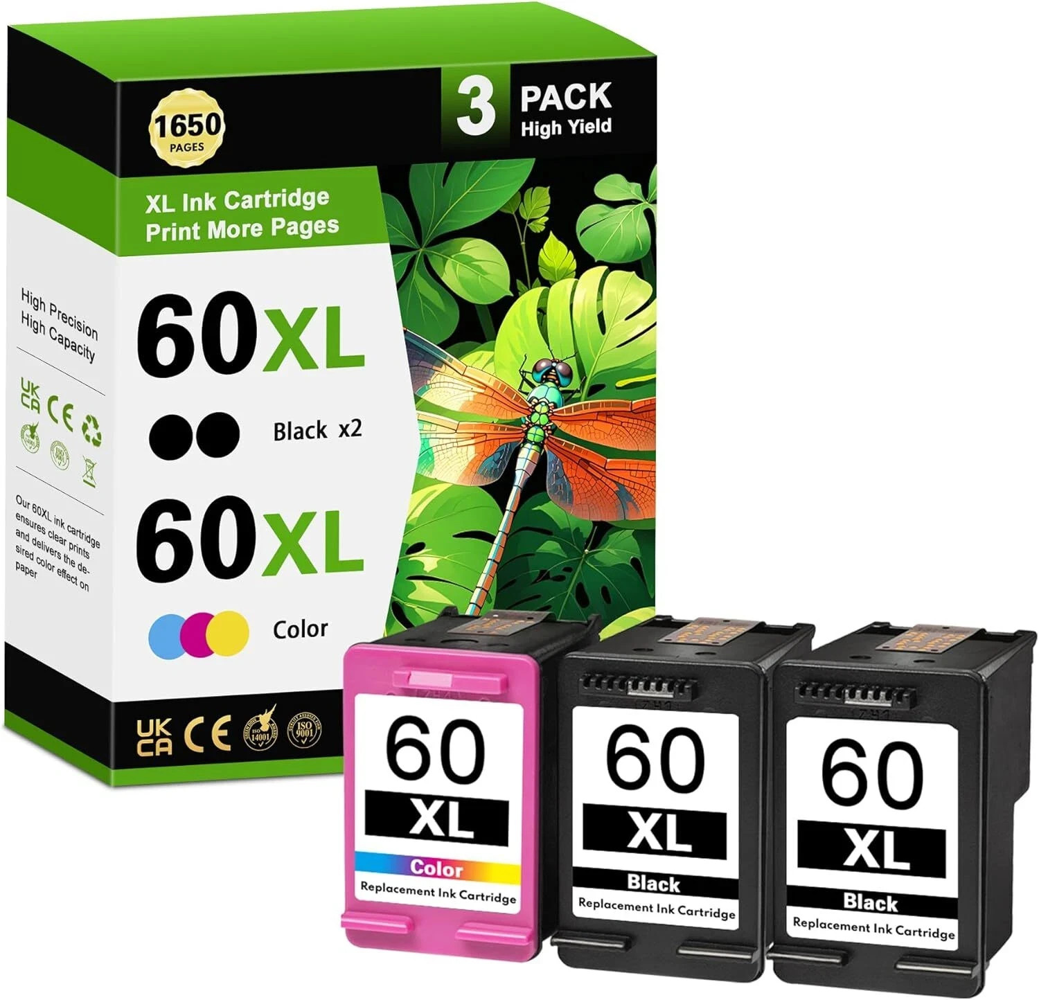 3PKs HP 60XL 60 XL Ink Cartridge PhotoSmart C4640 C4650 C4680 C4740 C4750 C4780