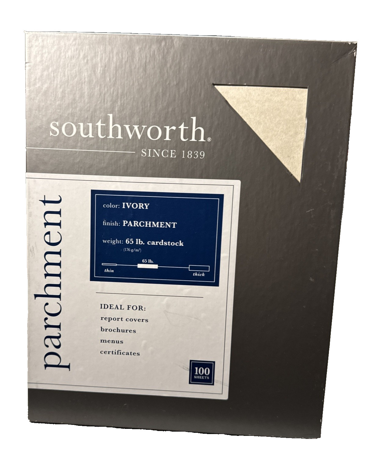 Southworth Parchment Paper 65 lb Ivory 100 Bright 8.5 x 11 400 sheets