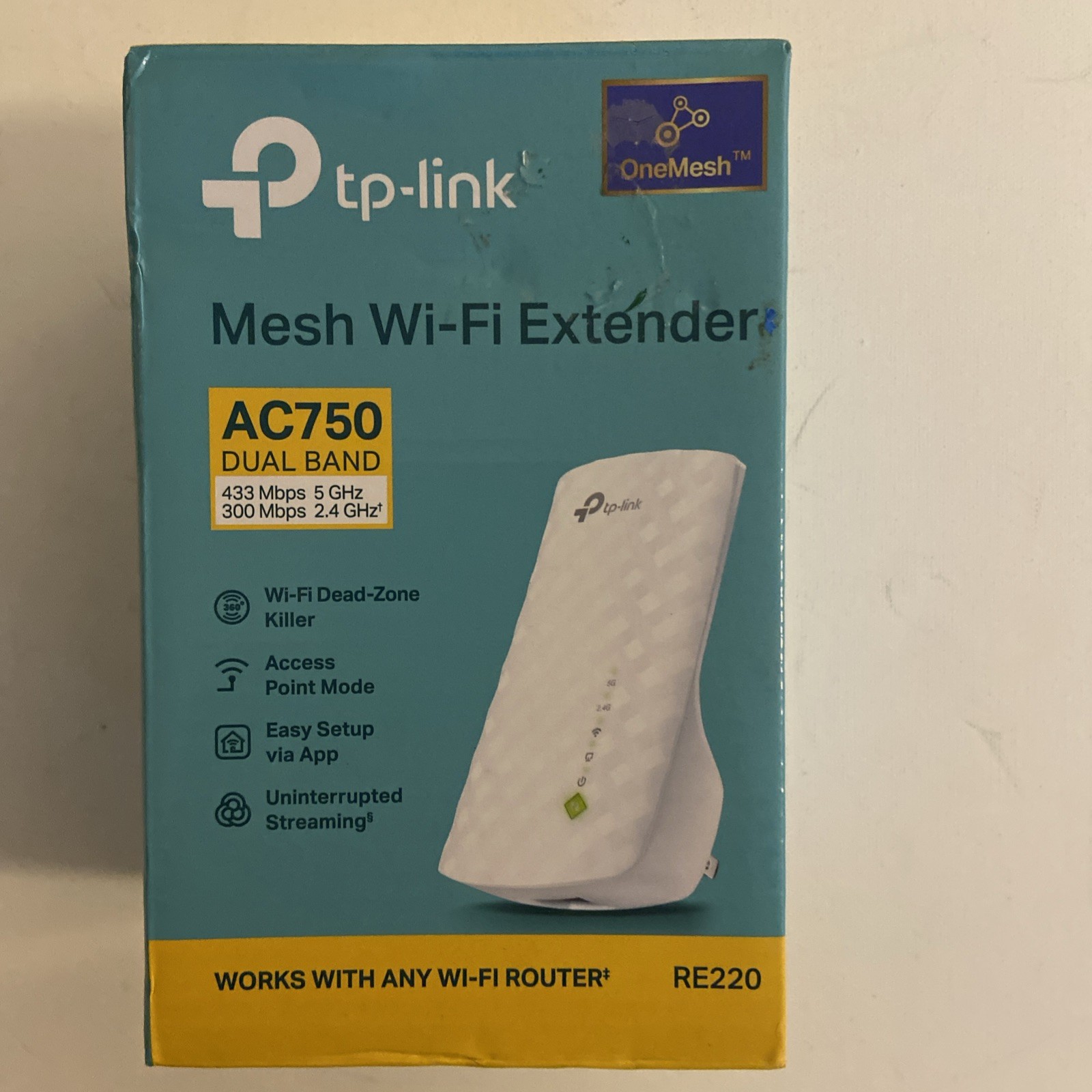 TP-Link AC750 DUAL BAND Mesh Wi-Fi Range Extender RE220 - New